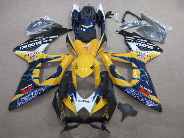 Blau Gelb Corona Extra GSXR 600 K8 08-10 Verkleidungen