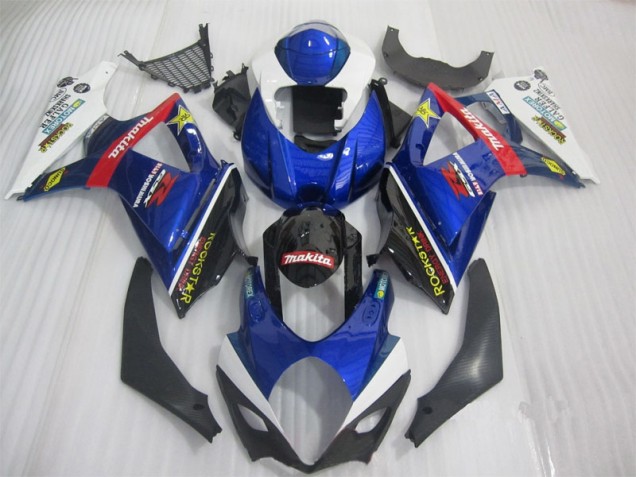 Blau Schwarz Rockstar GSXR 1000 K7 07-08 Verkleidungen