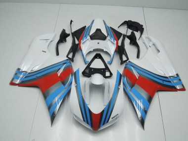 Blau Weiß Rot Ducati 848 1098 1198 07-14 Verkleidungen