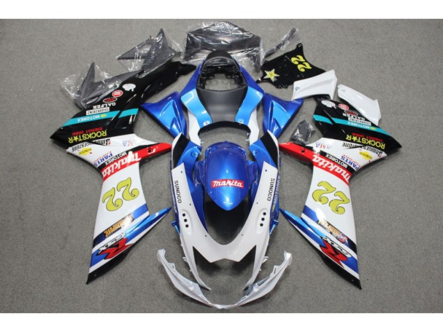Blau Weiß Rot Rockstar 22 GSXR 600 K11 11-24 Verkleidungen