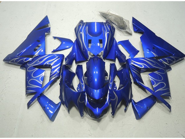Blau Weiße Flamme ZX10R 03-05 Verkleidungen Blau Weiße Flamme ZX10R 03-05 Verkleidungen