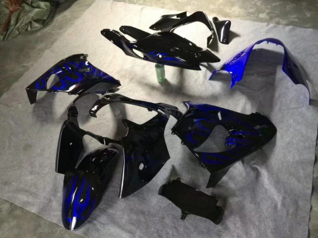 Glänzend Schwarz Blau Flamme ZX9R 00-01 Verkleidungen Glänzend Schwarz Blau Flamme ZX9R 00-01 Verkleidungen