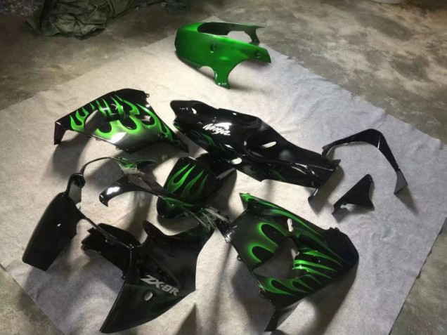 Glänzend Schwarze Grüne Flamme ZX9R 00-01 Verkleidungen Glänzend Schwarze Grüne Flamme ZX9R 00-01 Verkleidungen