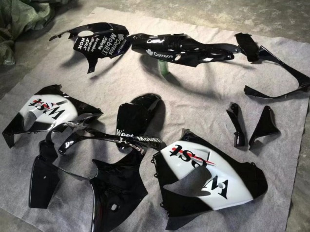 Glänzend schwarz Weiß ZX9R 00-01 Verkleidungen