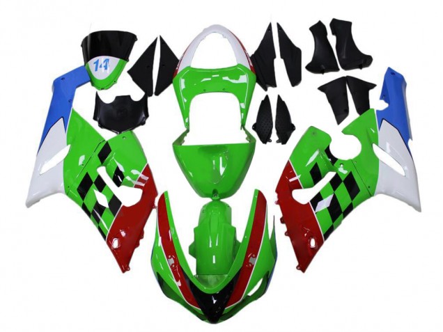 Grün Rot Weiß Blau ZX6R 05-06 Verkleidungen Grün Rot Weiß Blau ZX6R 05-06 Verkleidungen