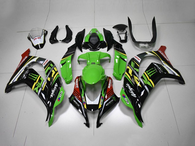Grün Schwarz Rot Ninja Monster ZX10R 16-19 Verkleidungen