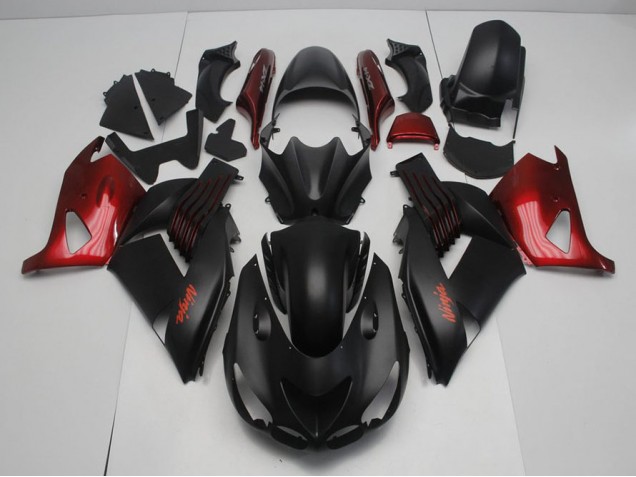 Matt Schwarz und Rot ZX14R ZZR 1400 06-11 Verkleidungen Matt Schwarz und Rot ZX14R ZZR 1400 06-11 Verkleidungen