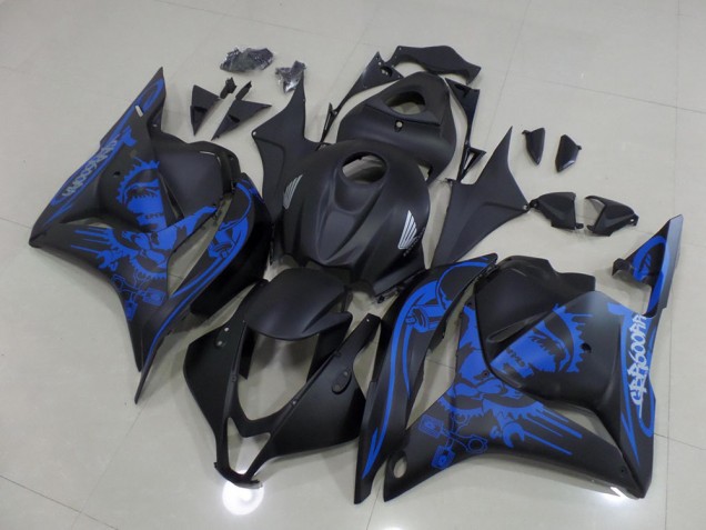 Matt Schwarzer blauer Totenkopf CBR 600 RR 09-12 Verkleidungen