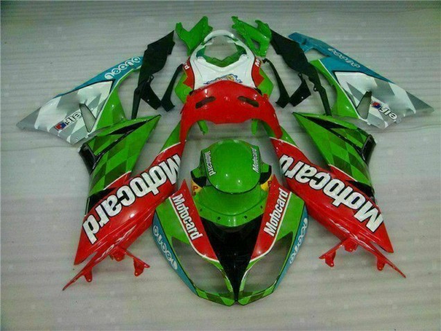 Rot Grün Motocard ZX6R 09-12 Verkleidungen