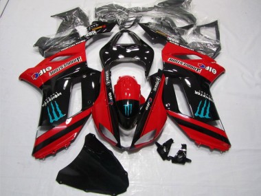 Rot Schwarz Monster ZX6R 07-08 Verkleidungen