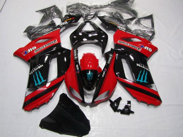 Rot Schwarz Monster ZX6R 07-08 Verkleidungen Rot Schwarz Monster ZX6R 07-08 Verkleidungen