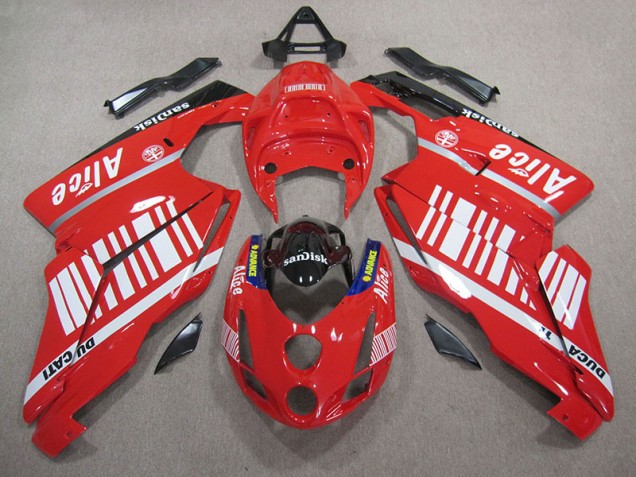 Rot Weiß Alice SUndisk Ducati 749 05-06 Verkleidungen Rot Weiß Alice SUndisk Ducati 749 05-06 Verkleidungen
