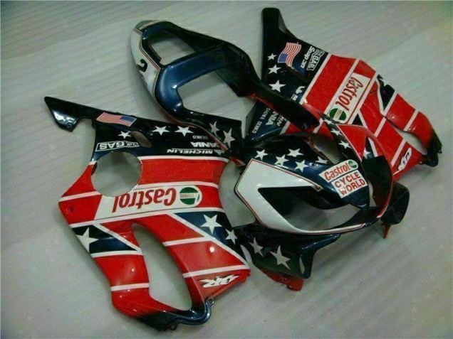 Rot Weiß Blau Castrol Cycle World CBR 600 F4i 01-03 Verkleidungen