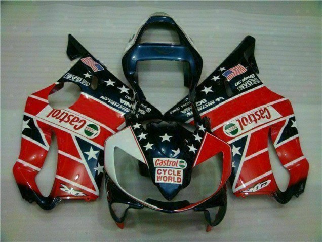 Rot Weiß Blau Castrol Cycle World CBR 600 F4i 01-03 Verkleidungen