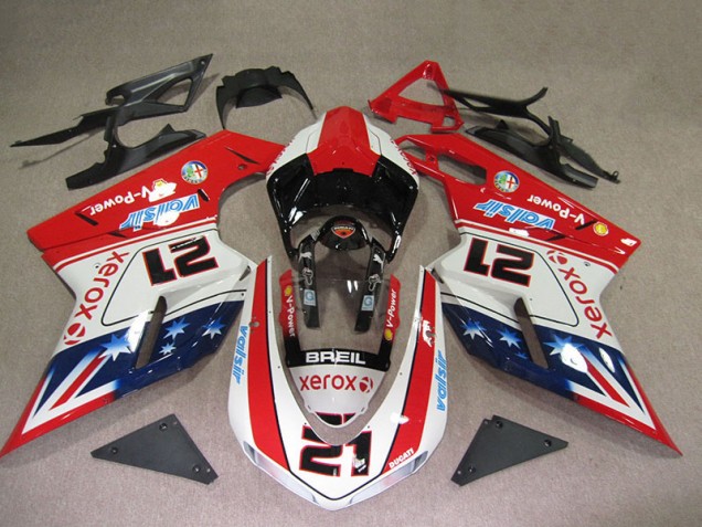 Rot Weiß Breil Xerox 21 Ducati 1098 07-14 Verkleidungen Rot Weiß Breil Xerox 21 Ducati 1098 07-14 Verkleidungen