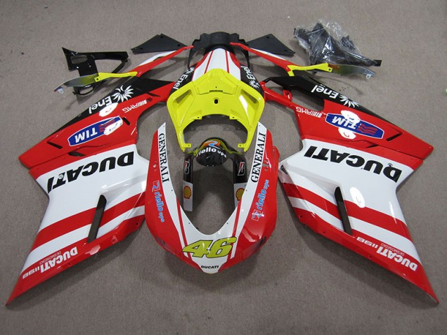 Rot Weiß Generali 46 Ducati 1098 848 07-14 Verkleidungen Rot Weiß Generali 46 Ducati 1098 848 07-14 Verkleidungen