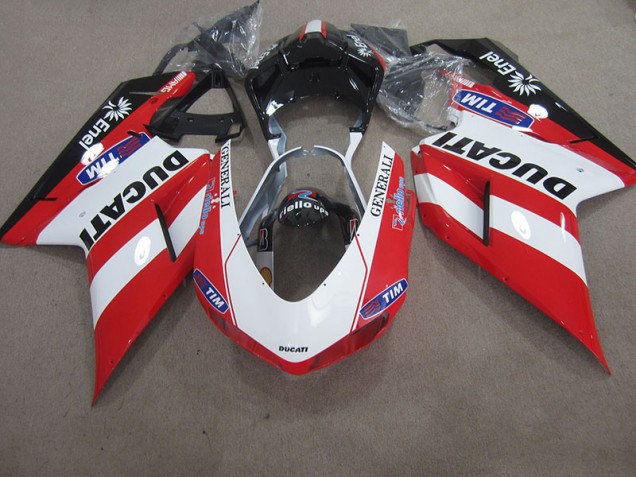 Rot Weiß Generali Tim Ducati 1098 07-14 Verkleidungen Rot Weiß Generali Tim Ducati 1098 07-14 Verkleidungen