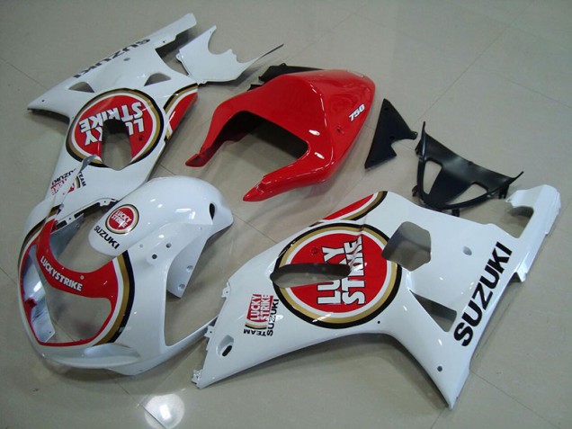 Rot Weiß Lucky Strike GSXR 750 K1 K2 K3 01-03 Verkleidungen Rot Weiß Lucky Strike GSXR 750 K1 K2 K3 01-03 Verkleidungen