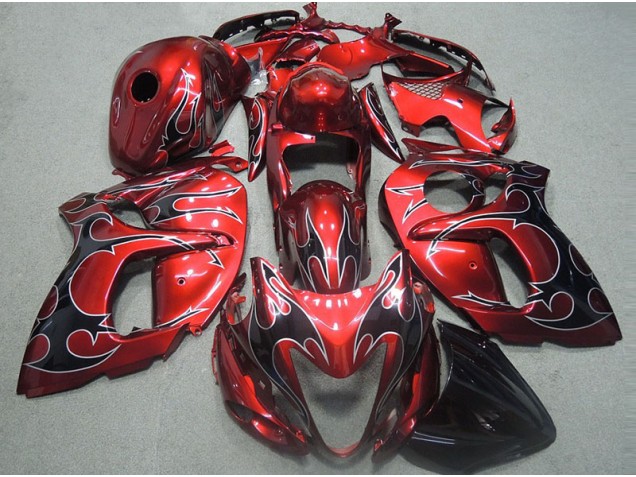 Rot mit Schwarz Flamme GSXR 1300 Hayabusa 96-07 Verkleidungen Rot mit Schwarz Flamme GSXR 1300 Hayabusa 96-07 Verkleidungen
