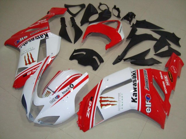 Rot und Weiß ZX6R 07-08 Verkleidungen Rot und Weiß ZX6R 07-08 Verkleidungen