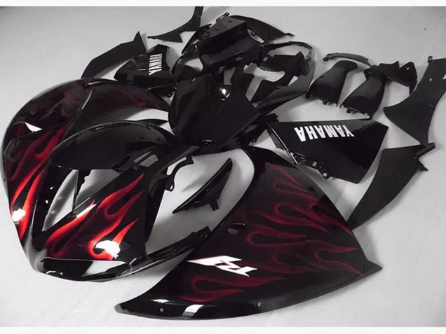 Rote Schwarz Flamme R1 09-11 Verkleidungen