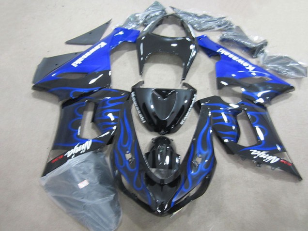 Schwarz Blau Flammen Ninja 636 ZX6R 05-06 Verkleidungen Schwarz Blau Flammen Ninja 636 ZX6R 05-06 Verkleidungen
