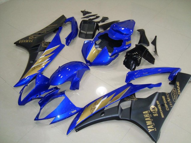 Schwarz Blau mit Gold Aufkleber R6 06-07 Verkleidungen