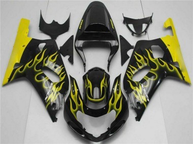 Schwarz GSXR 600 / 750 K1 K2 K3 01-03 Verkleidungen Komplett Sets