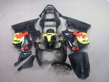 Schwarz Gelb Rot Bull Ninja ZX6R 00-02 Verkleidungen