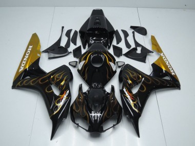 Schwarz Gold Flamme CBR 1000 RR 06-07 Verkleidungen