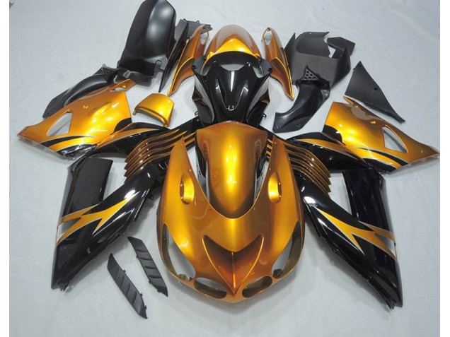 Schwarz Gold ZX14R ZZR 1400 06-11 Verkleidungen