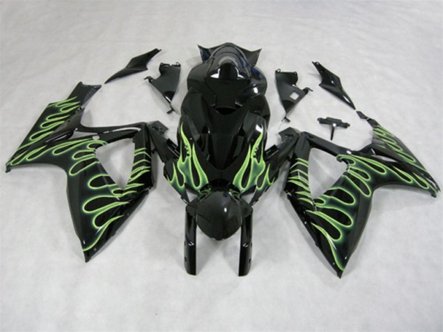 Schwarz Grün Flamme GSXR 600 K6 06-07 Verkleidungen Schwarz Grün Flamme GSXR 600 K6 06-07 Verkleidungen