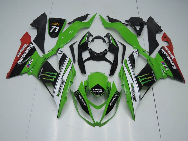 Schwarz Grün Weiß Monster ZX6R 13-18 Verkleidungen