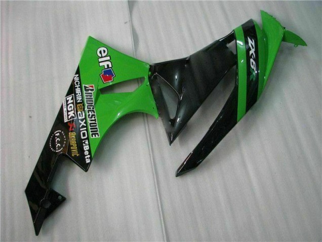 Schwarz Grün ZX6R 09-12 Verkleidungen Komplett Sets