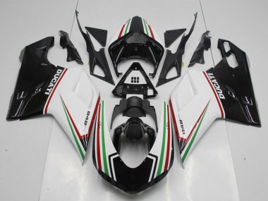 Schwarz Grün und Weiß Ducati 848 1098 1198 07-14 Verkleidungen