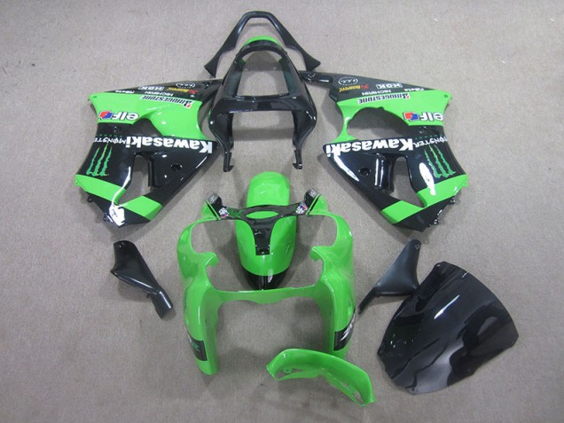 Schwarz Grünes Monster ZX6R 00-02 Verkleidungen