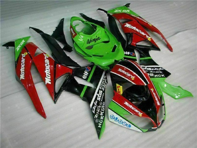 Schwarz Rot Grün Motocard ZX6R 09-12 Verkleidungen