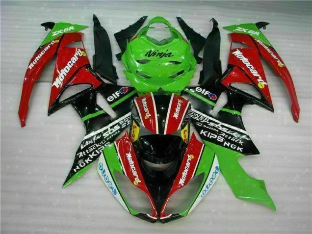 Schwarz Rot Grün Motocard ZX6R 09-12 Verkleidungen