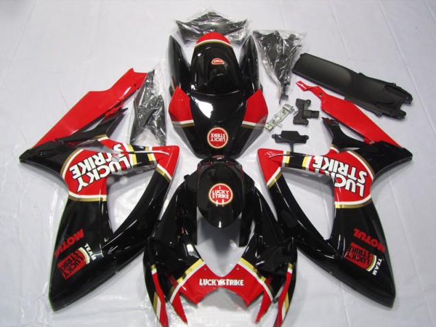 Schwarz Rot Lucky Strike Motul GSXR 600 K6 06-07 Verkleidungen Schwarz Rot Lucky Strike Motul GSXR 600 K6 06-07 Verkleidungen