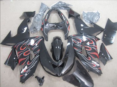 Schwarz Rot Weiß Flamme Ninja ZX10R 06-07 Verkleidungen