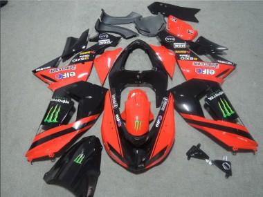 Schwarz Rote Touch4 Monster ZX10R 06-07 Verkleidungen