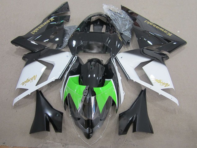 Schwarz Weiß Gold Ninja ZX10R 03-05 Verkleidungen Schwarz Weiß Gold Ninja ZX10R 03-05 Verkleidungen