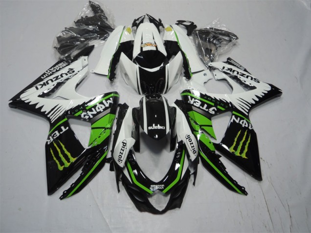 Schwarz Weiß Grünes Monster Pizzoli GSXR 1000 K9 09-16 Verkleidungen Schwarz Weiß Grünes Monster Pizzoli GSXR 1000 K9 09-16 Verkleidungen