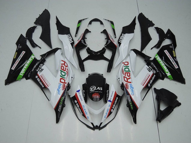 Schwarz Weiß Rapid Hager ZX6R 13-18 Verkleidungen Schwarz Weiß Rapid Hager ZX6R 13-18 Verkleidungen