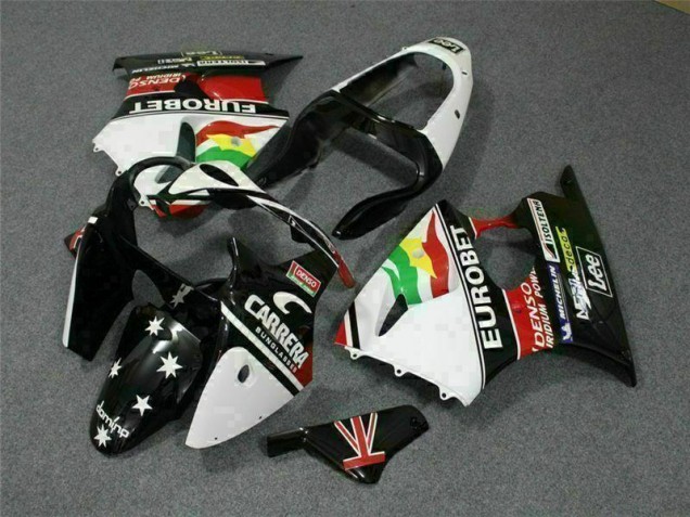 Schwarz Weißer Eurobet ZX6R 00-02 Verkleidungen