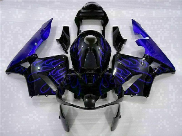 Schwarz mit Blaur Flamme CBR 600 RR 03-04 Verkleidungen