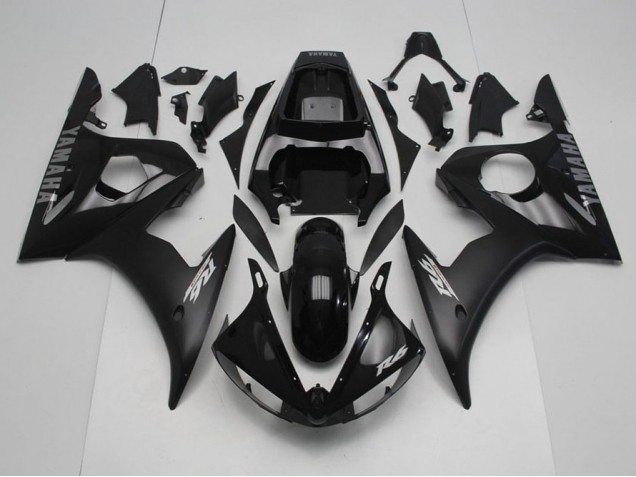 Schwarz mit silbernen Aufklebern R6 03-05 Verkleidungen Schwarz mit silbernen Aufklebern R6 03-05 Verkleidungen