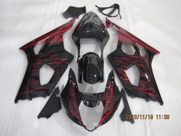 Schwarz rote Flamme GSXR 1000 K3 03-04 Verkleidungen Schwarz rote Flamme GSXR 1000 K3 03-04 Verkleidungen