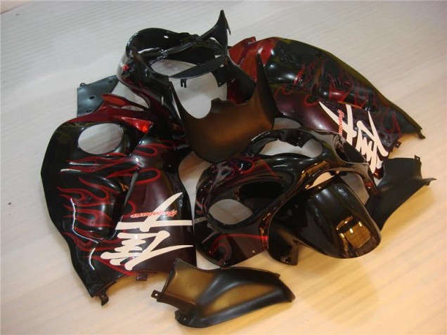 Schwarz rote Flamme GSXR 1300 Hayabusa 96-07 Verkleidung Schwarz rote Flamme GSXR 1300 Hayabusa 96-07 Verkleidung
