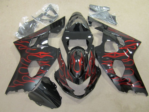 Schwarz rote Flamme GSXR 600 K4 04-05 Verkleidungen Schwarz rote Flamme GSXR 600 K4 04-05 Verkleidungen
